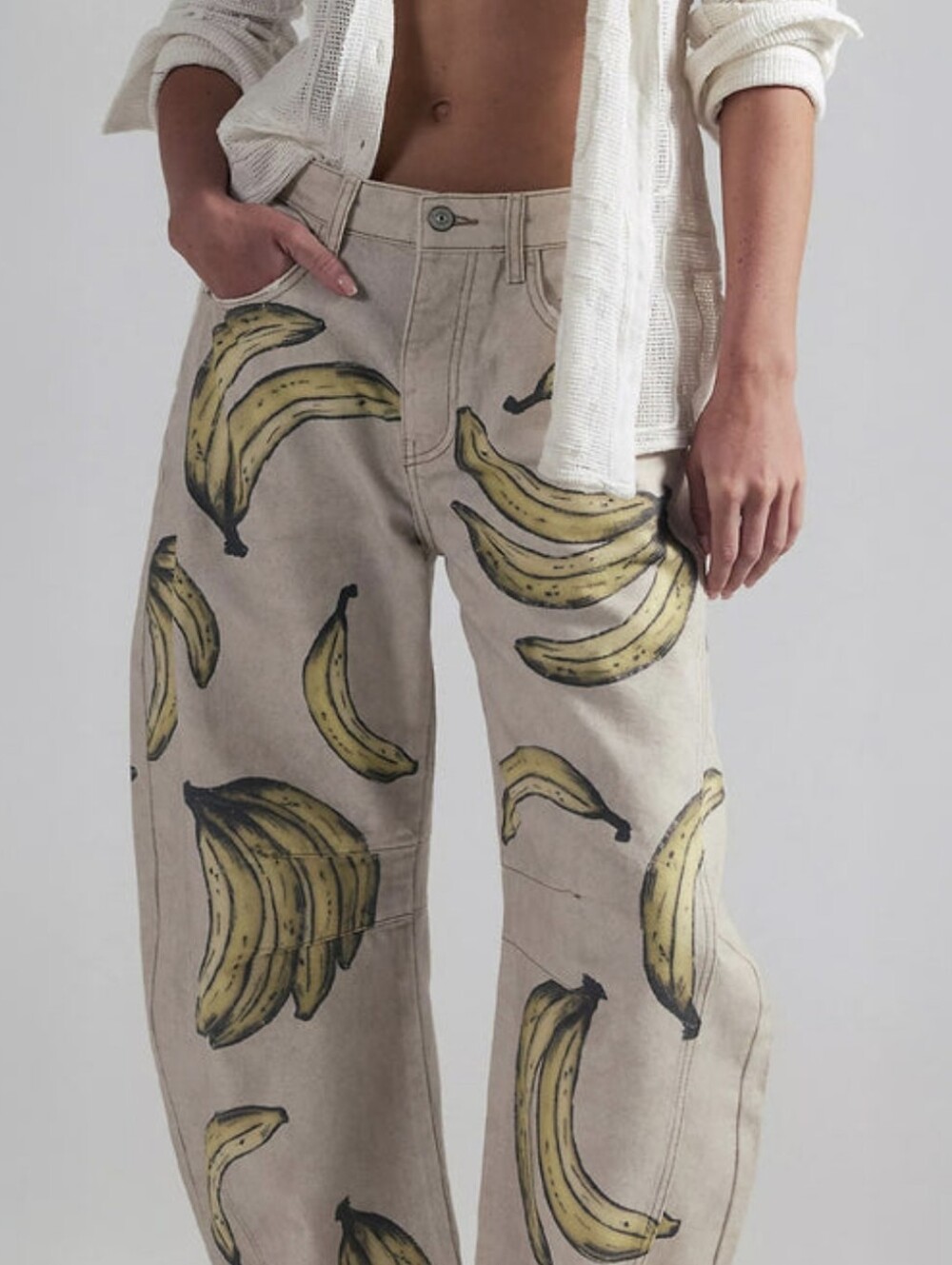 We The Free Good Luck Printed Barrel Jeans - Go Bananas. ***Price Is Firm***